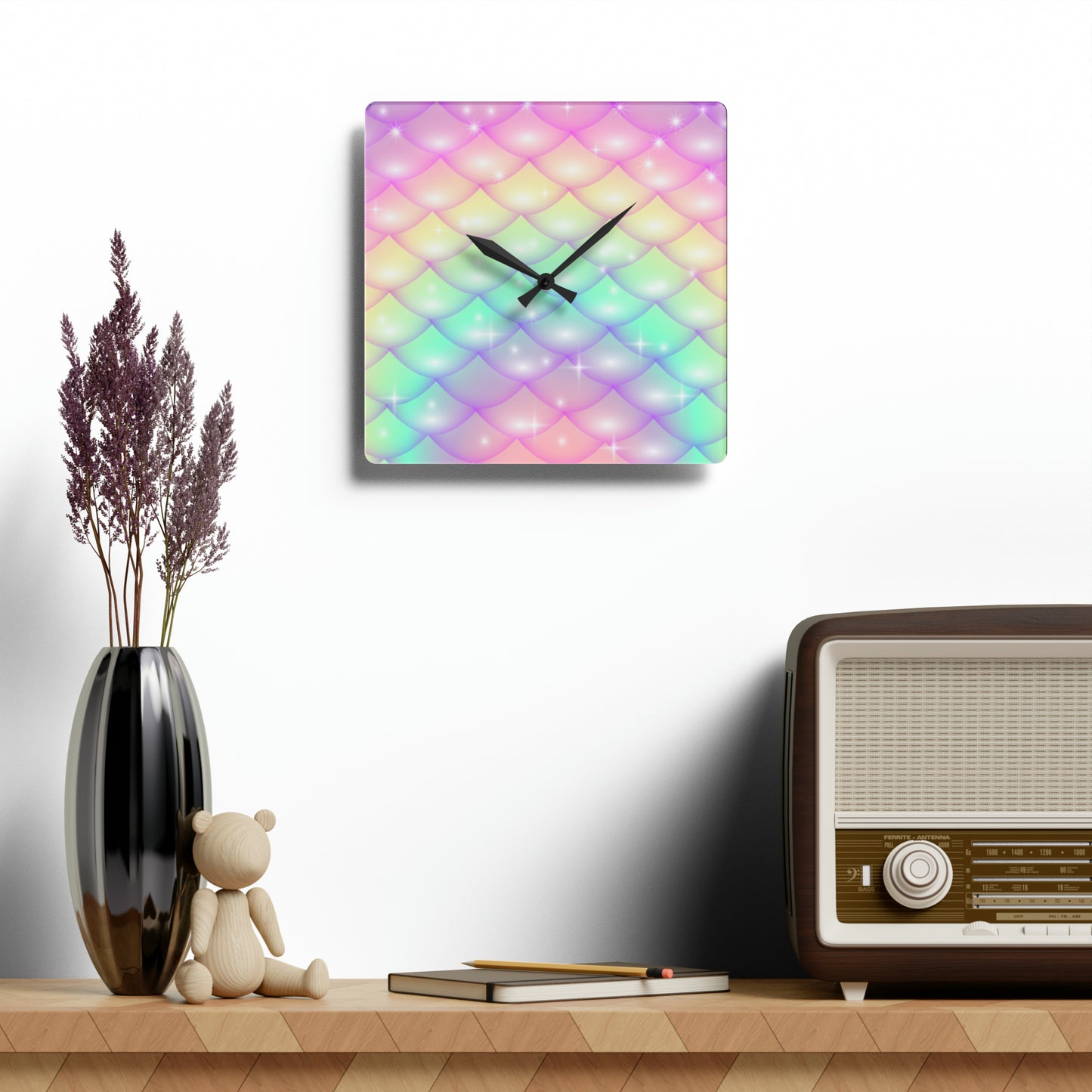 Acrylic Wall Clock Has Matching Products Sold Separate. Use Your Own Image Free Give Me a Jingle