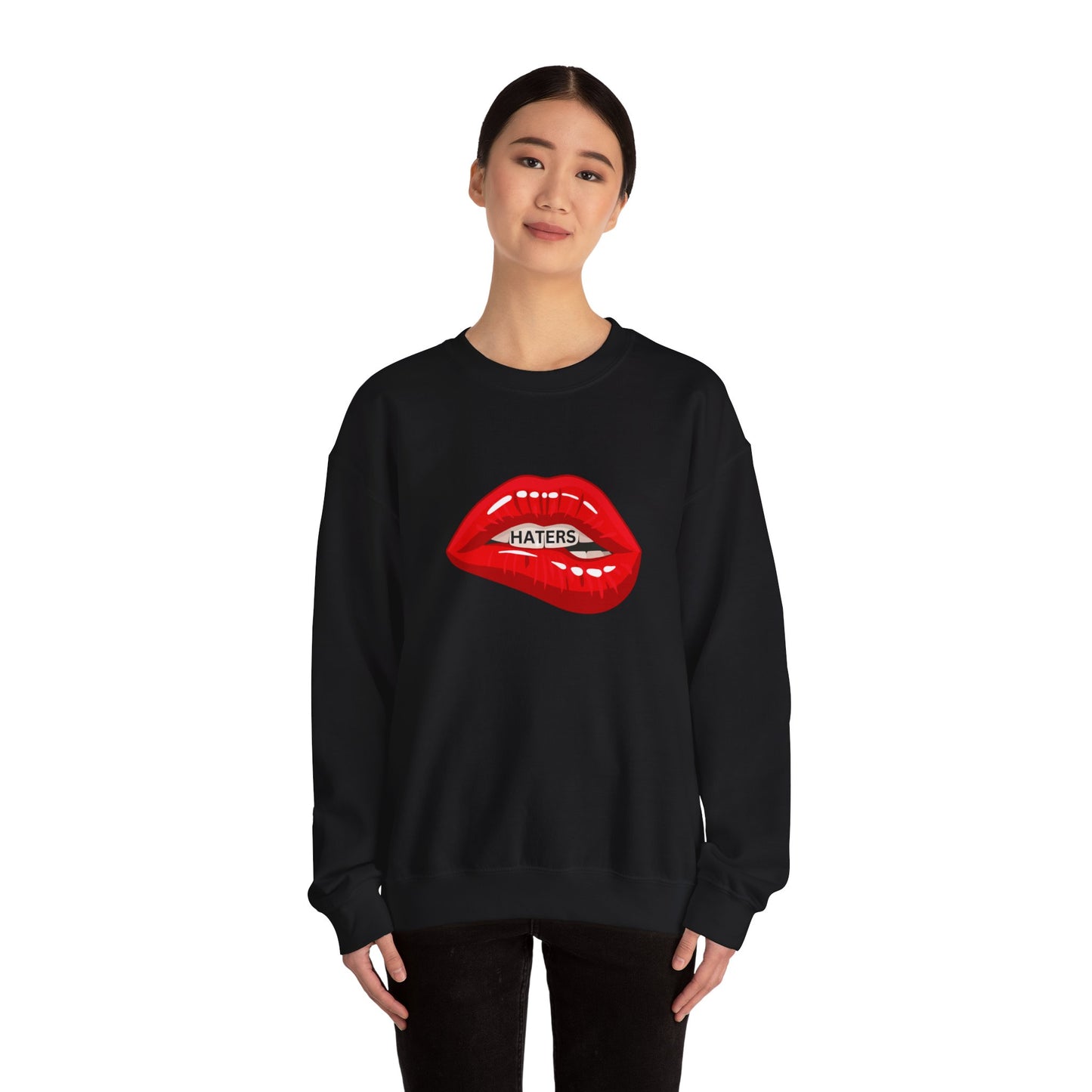 Top does say "Haters" Unisex Heavy Blend™ Crewneck Sweatshirt