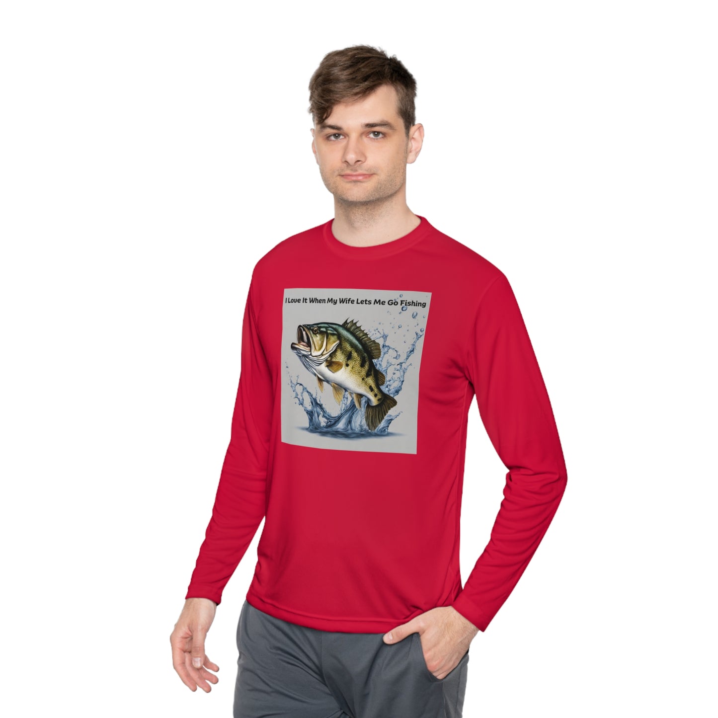 Unisex Lightweight Long Sleeve Tee Adult Activewear I Love It When My Wife Lets Me Go Fishing