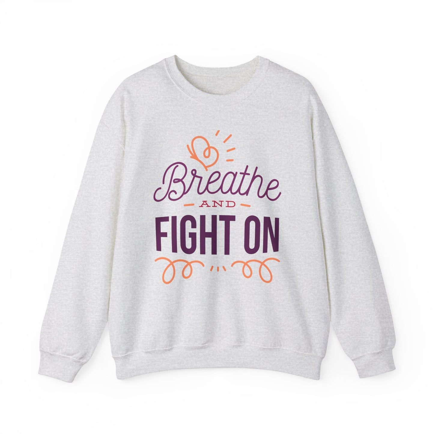 Unisex Heavy Blend™ Crewneck Sweatshirt Adult/Teen Activewear Black Lives Matter Breathe and Live On in Colors Purple and Peach Writing