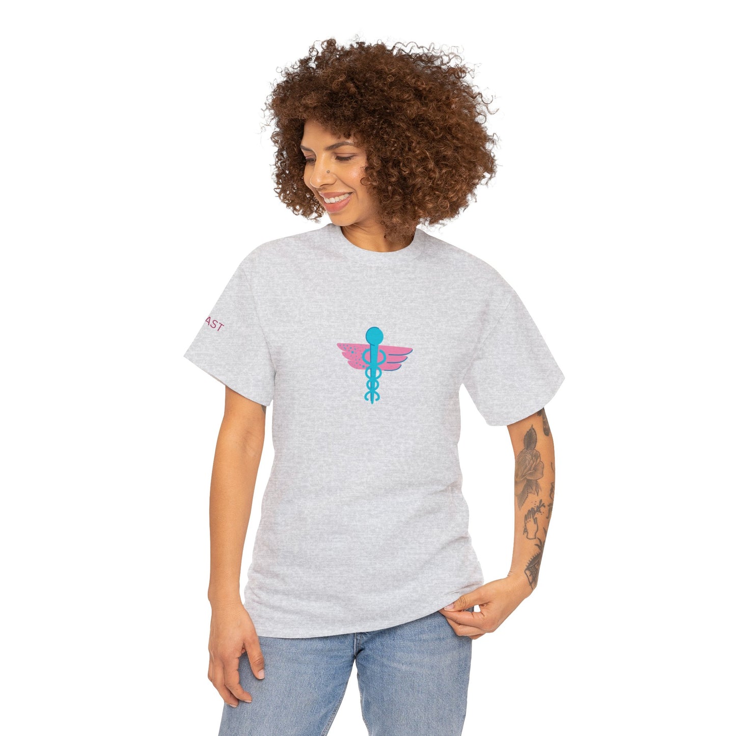 Unisex Heavy Cotton Tee 5 East Nurses Design on front and sleeve