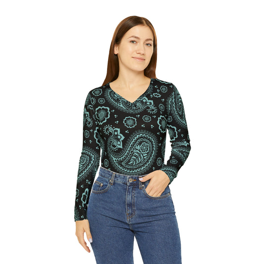 Women's Long Sleeve V-neck Shirt (AOP)