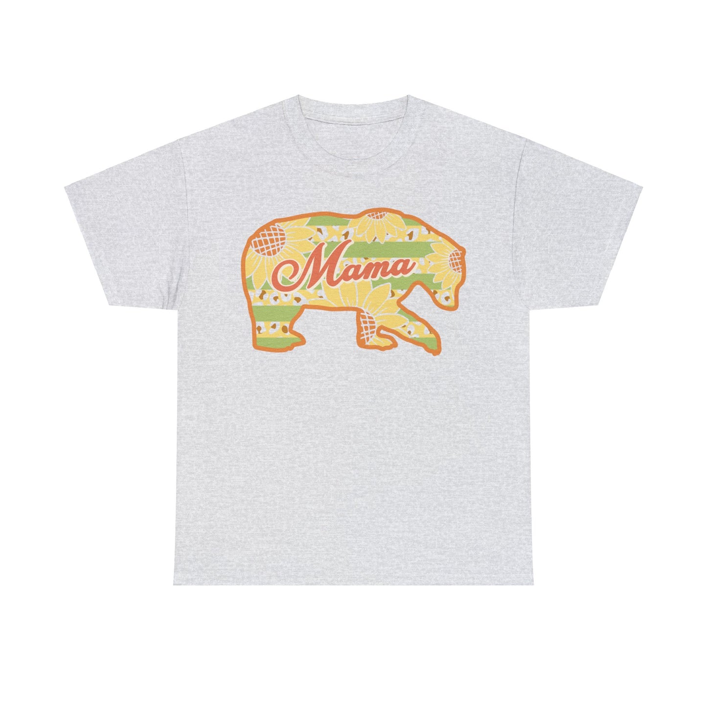 Unisex Heavy Cotton Tee Activewear Adult Mama Bear Many Colors Available Light Yellow Coral Design