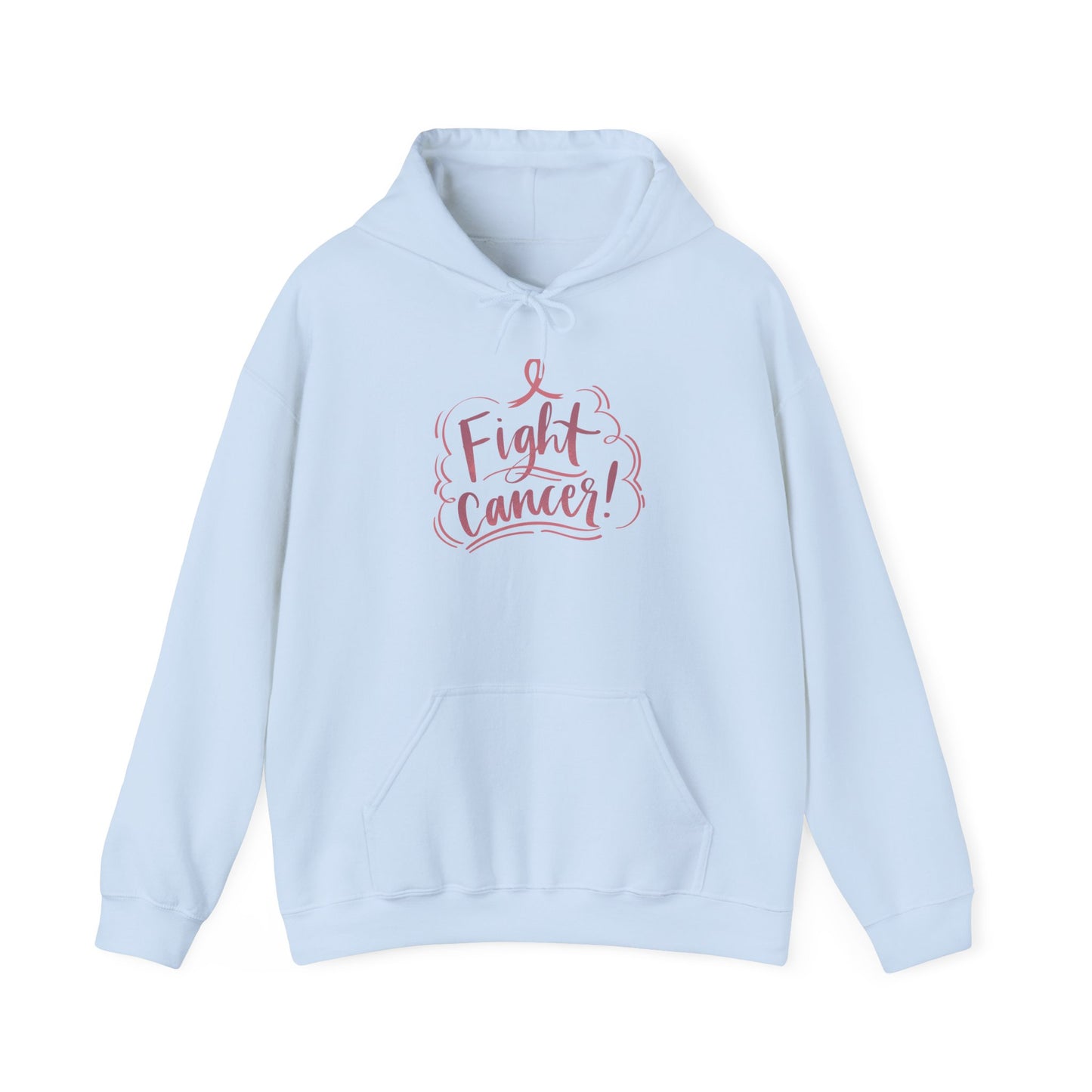 Unisex Heavy Blend™ Hooded Sweatshirt Adult/Teen Activewear fight Cancer Awareness in Pink Writing with Pink Ribbon