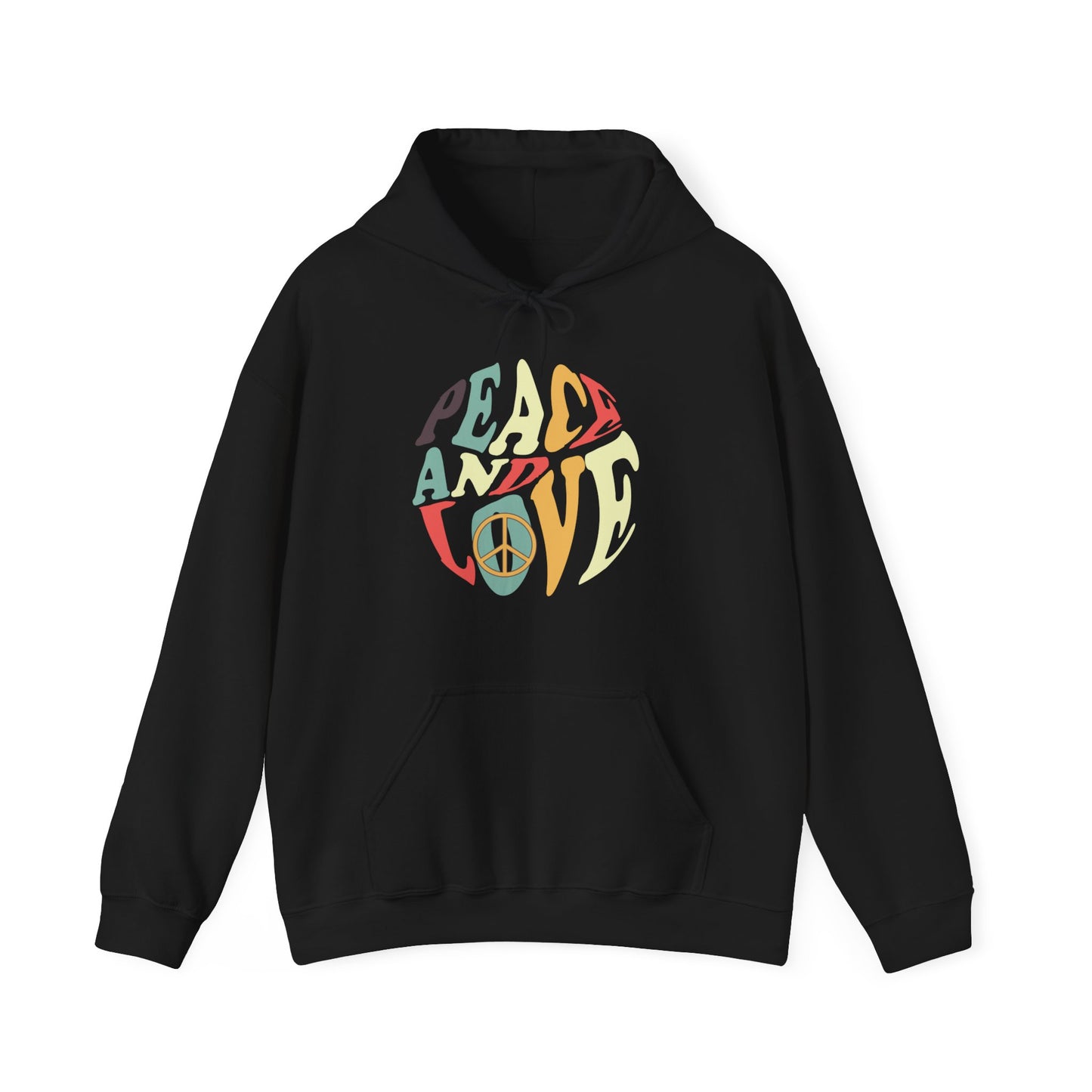 Unisex Heavy Blend™ Hooded Sweatshirt Adult/Teen Activewear Peace and Love Colors Blue Red Purple Dark Yellow