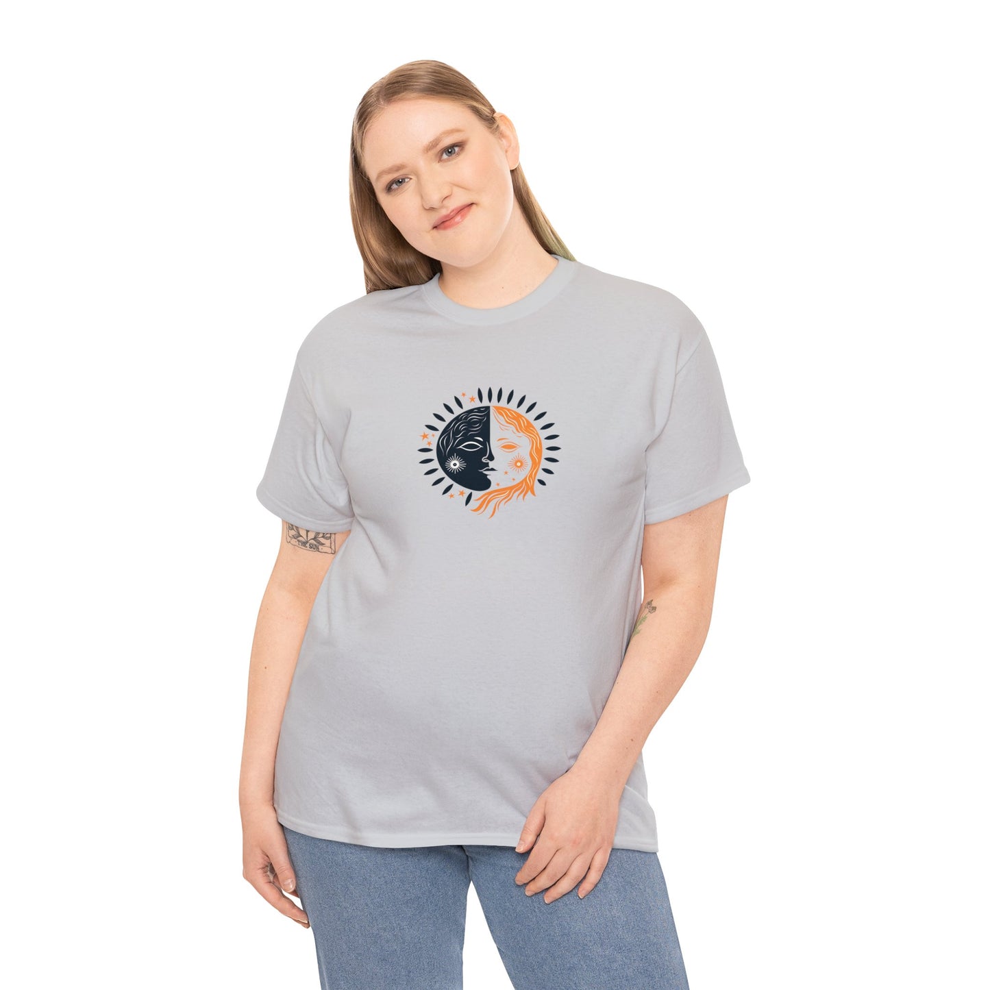 Unisex Heavy Cotton Tee Adult/Teen Activewear Sun and Moon Shirt Comes In Various Colors