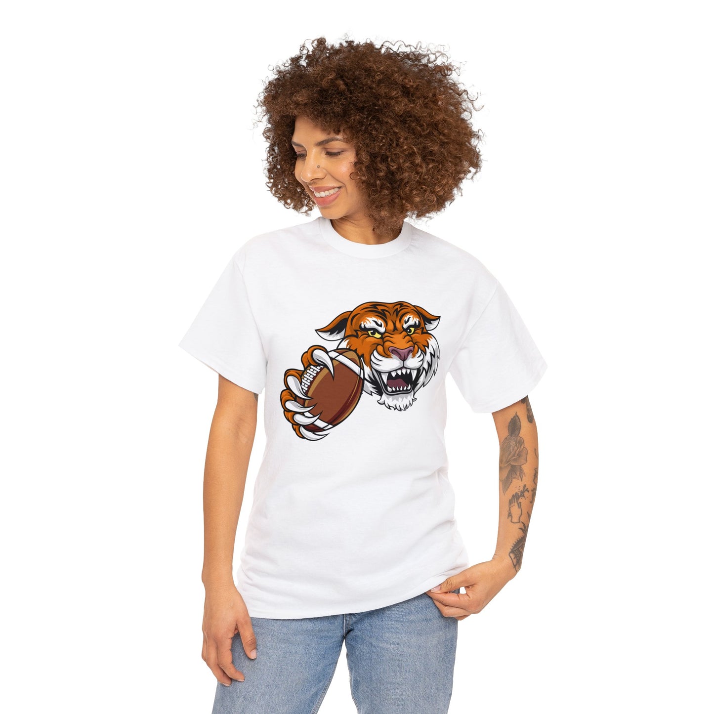 Unisex Heavy Cotton Tee Adult/Teen Activewear Tiger's Football Tea Generic Team Shirt Comes In Many Colors