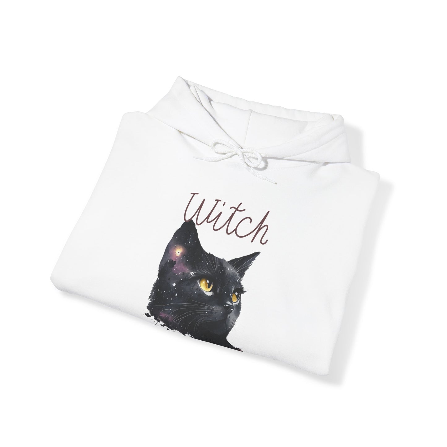 Unisex Heavy Blend™ Hooded Sweatshirt Adult Activewear Witch For The Ones You Know Who you Are! Black Cat with Witch in Black.