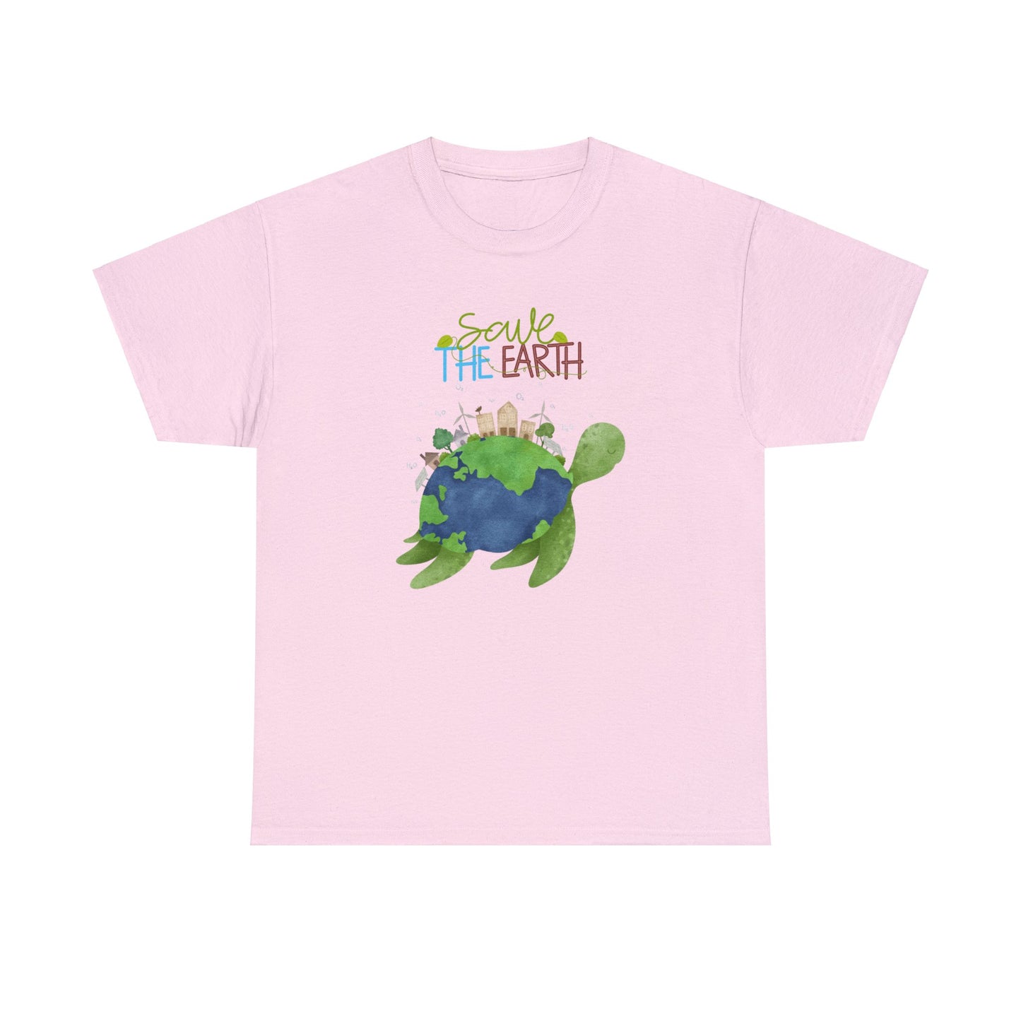 Unisex Heavy Cotton Tee Adult/Teen Activewear Shirt Comes In Many Colors Save The Earth With A Sea Turtle