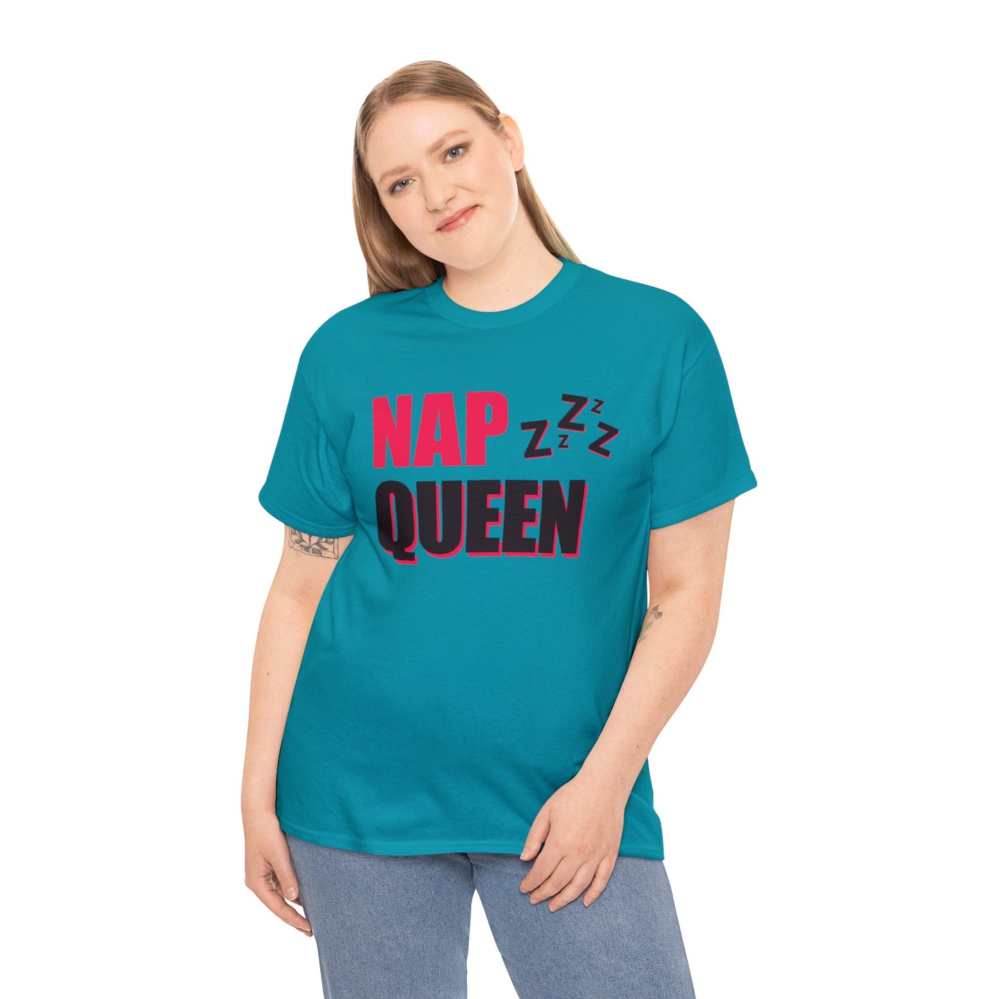 Unisex Heavy Cotton Tee Adult/Teen Activewear Nap Queen In Black Writing  Customizable Call 603-377-1833