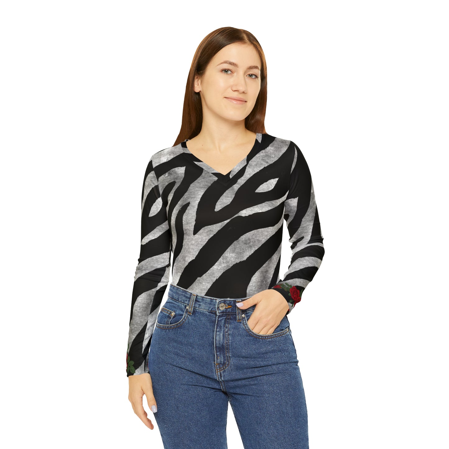 Women's Long Sleeve V-neck Shirt (AOP)