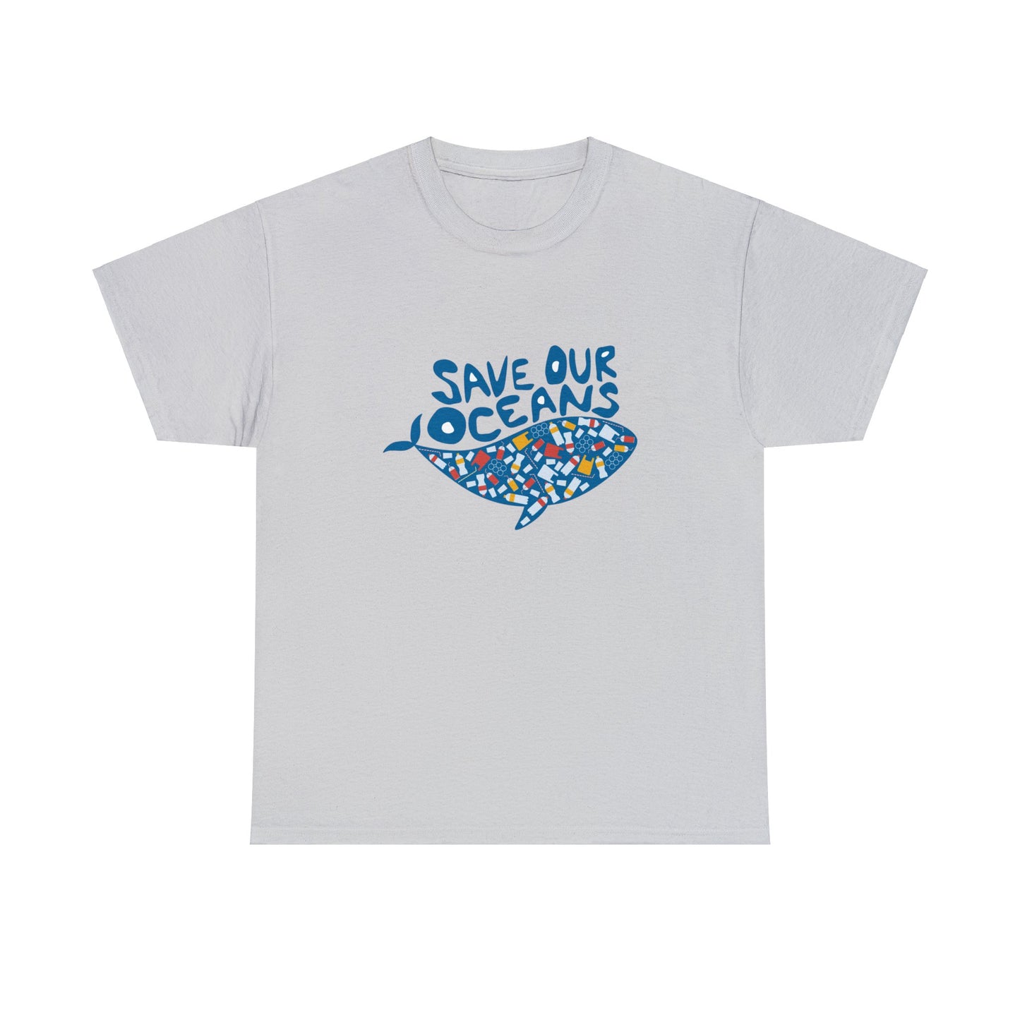 Unisex Heavy Cotton Tee Adult/Teen Activewear Shirt Comes In Many Colors Save Our Oceans Whale in Blue