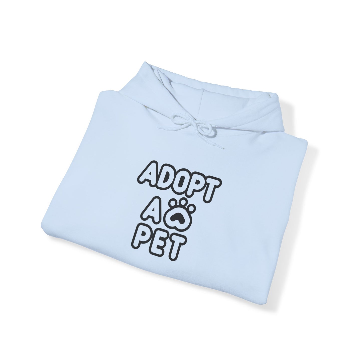 Unisex Heavy Blend™ Hooded Sweatshirt Adult/Teen Activewear Adopt A Pet On Front Black Outline Of Dog on Back