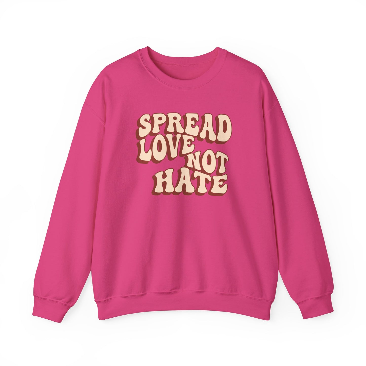 Unisex Heavy Blend™ Crewneck Sweatshirt Adult/Teen Activewear Spread Love Not Hate Colors Tan And Light Brown