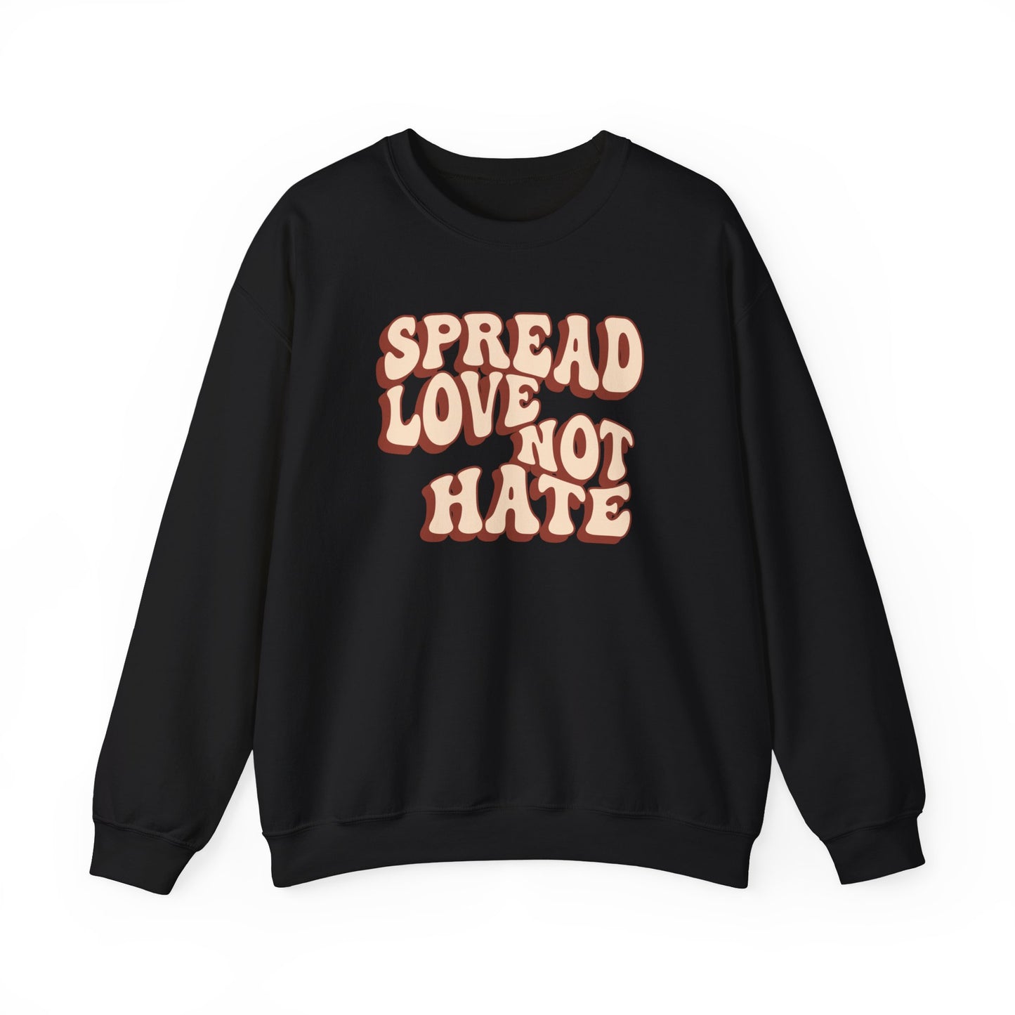 Unisex Heavy Blend™ Crewneck Sweatshirt Adult/Teen Activewear Spread Love Not Hate Colors Tan And Light Brown