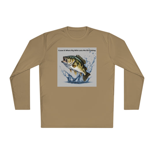 Unisex Lightweight Long Sleeve Tee Adult Activewear I Love It When My Wife Lets Me Go Fishing