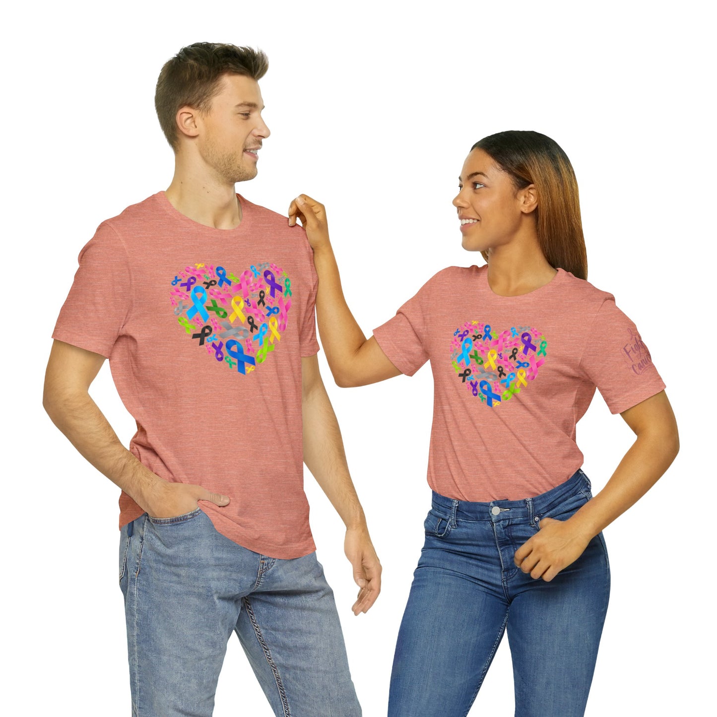 Unisex Jersey Short Sleeve Tee Adult/Teen Activewear Blue Ribbon for Child Abuse Yellow Ribbon for Child Cancer Purple Ribbon for Domestic Violence and Pink for Breast Cancer Awareness