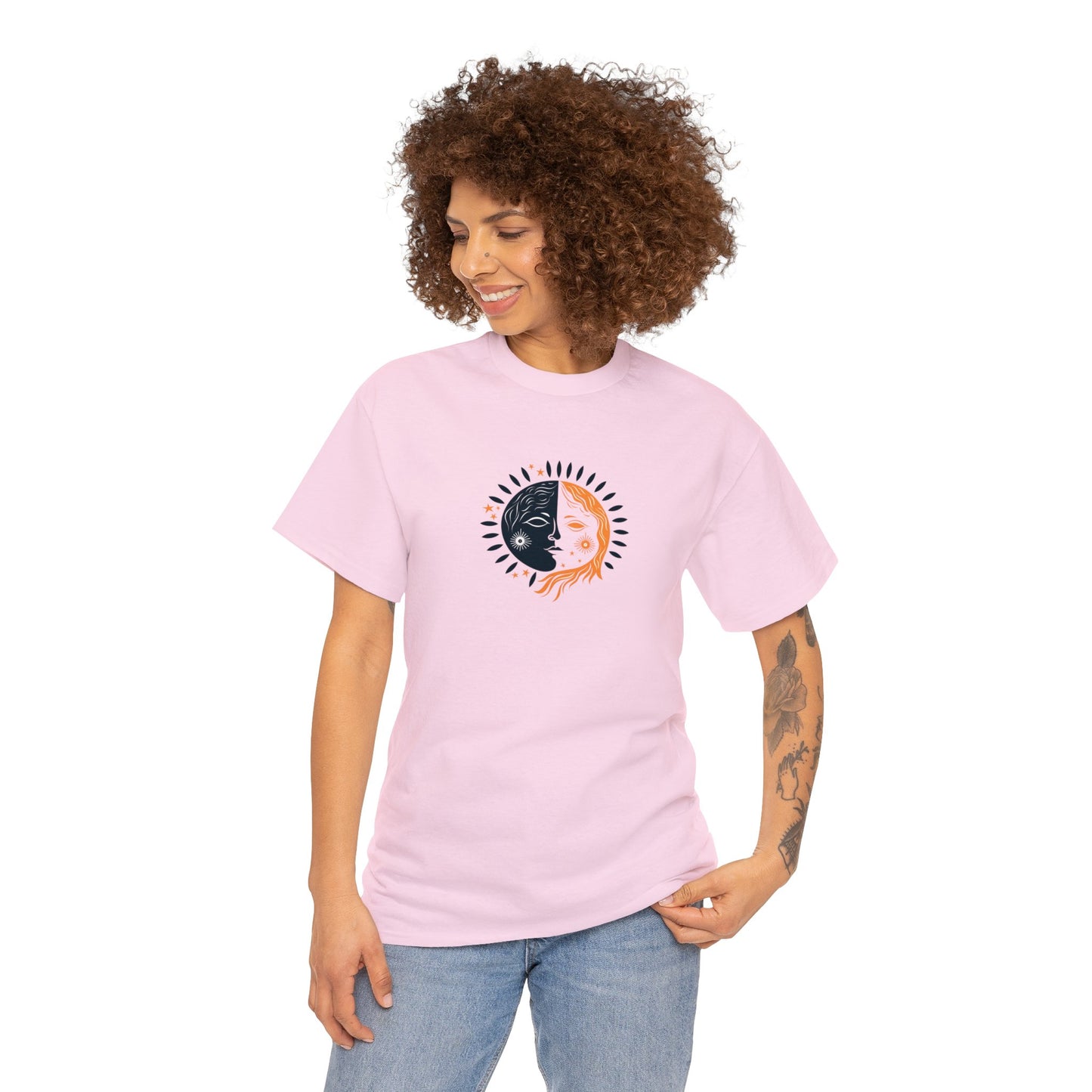 Unisex Heavy Cotton Tee Adult/Teen Activewear Sun and Moon Shirt Comes In Various Colors