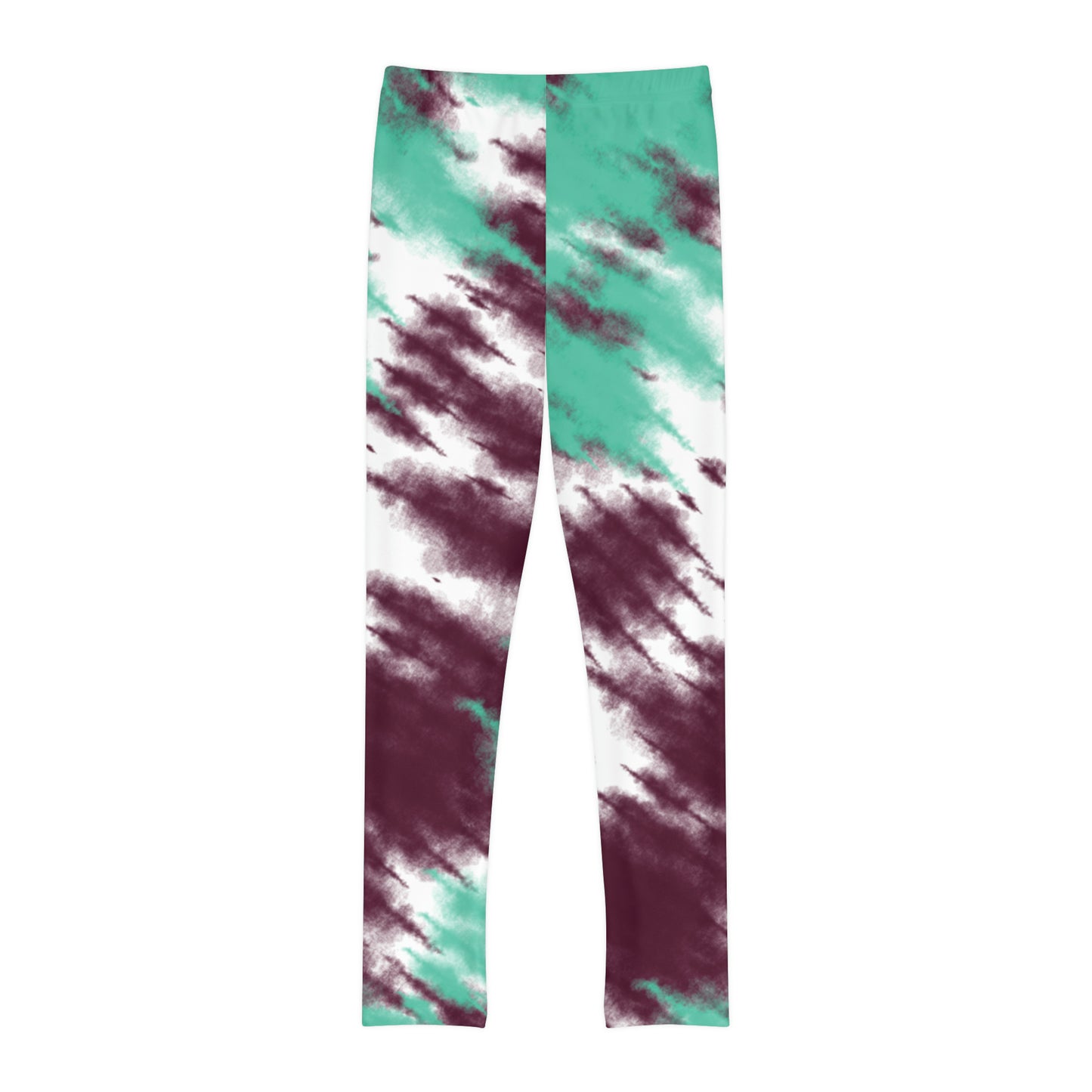 Youth Full-Length Leggings (AOP) Please Pay Attention To Sizes Activewear Unisex Mint Green Brown Tie Dye