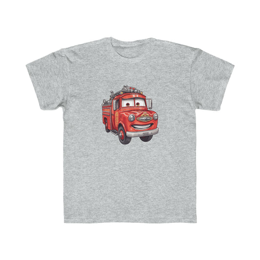 Kids Regular Fit Tee Fire Truck Fire Fighter On Back Activewear