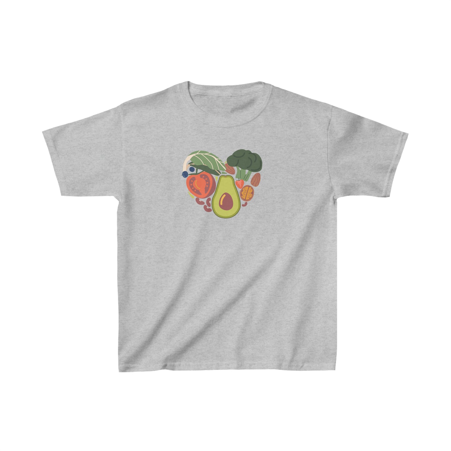 Kids Heavy Cotton™ Tee Activewear Shirt Comes In Many Colors Veggies in Heart Shape