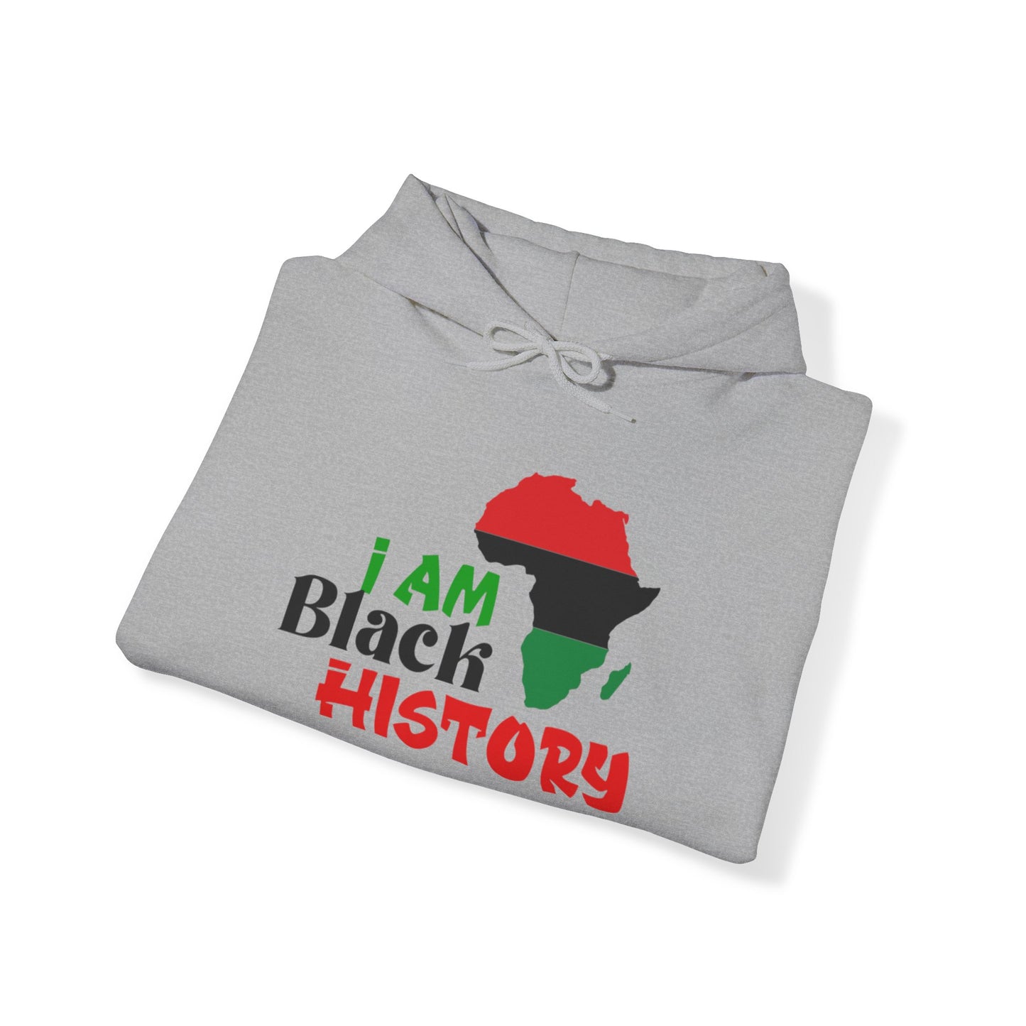 Unisex Heavy Blend™ Hooded Sweatshirt Adult/Teen Activewear I Am Black History in Colors Red Black And Green No More Racism