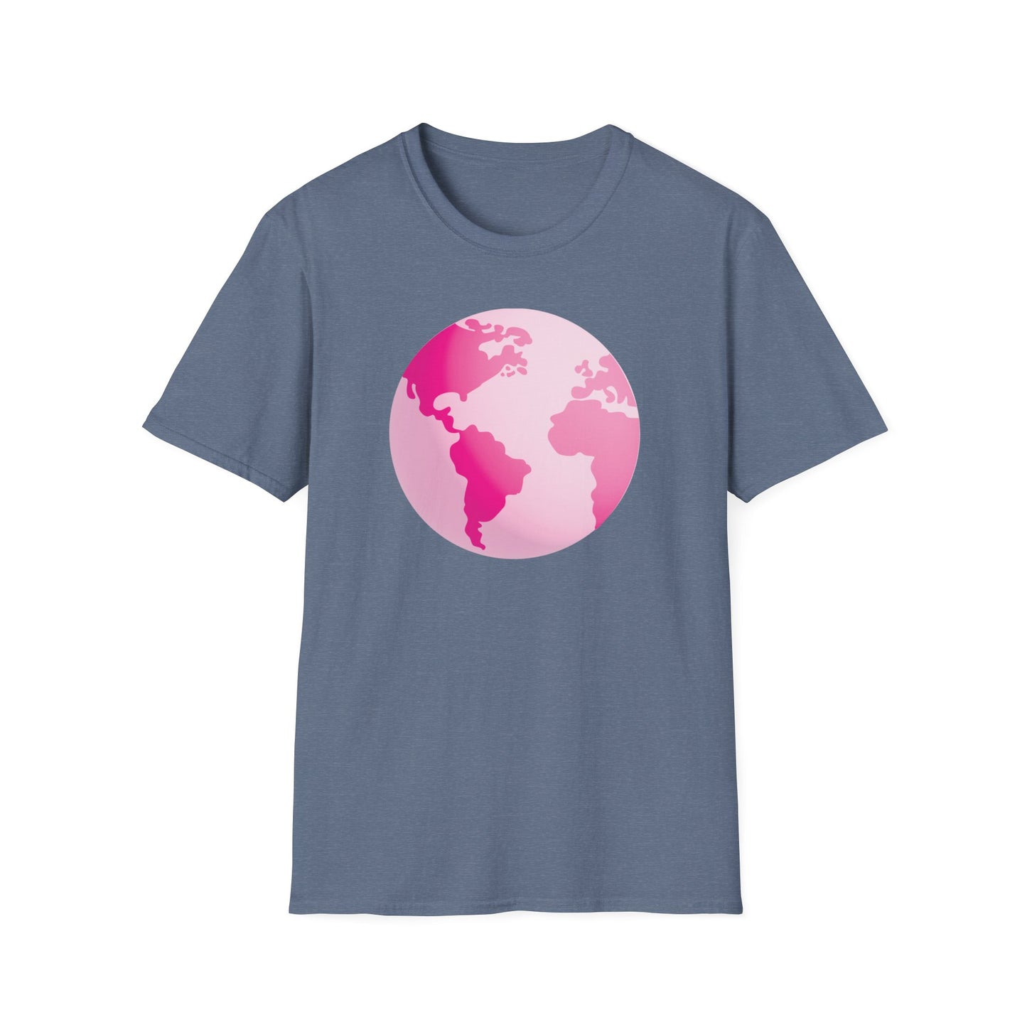 Unisex Softstyle T-Shirt Adult/Teen Activewear Pink World on Front on Back Fight Cancer in Pink with Pink Ribbon Cancer Awareness