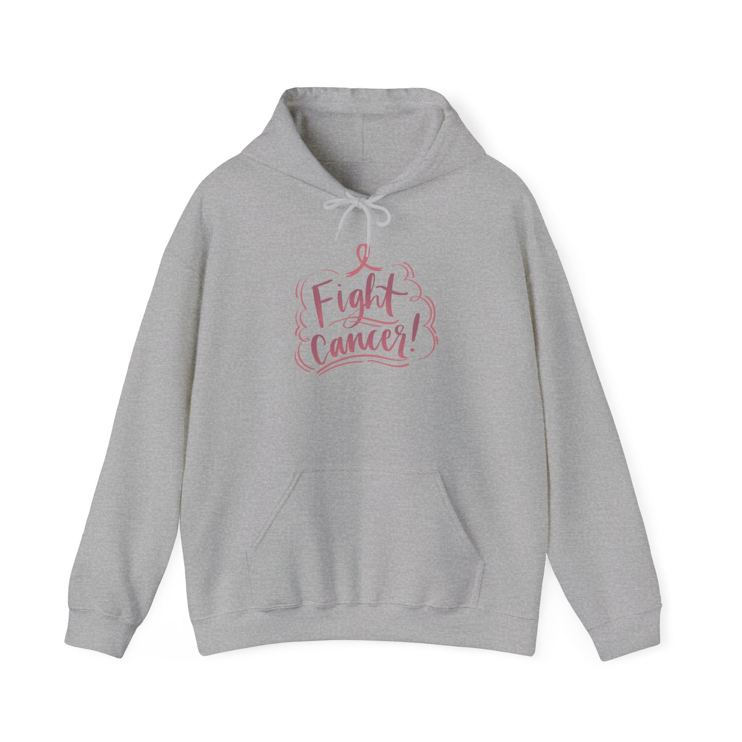 Unisex Heavy Blend™ Hooded Sweatshirt Adult/Teen Activewear fight Cancer Awareness in Pink Writing with Pink Ribbon