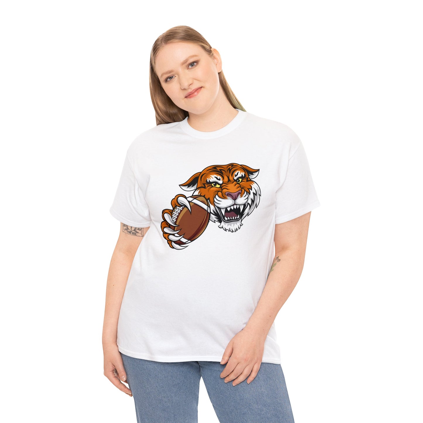 Unisex Heavy Cotton Tee Adult/Teen Activewear Tiger's Football Tea Generic Team Shirt Comes In Many Colors