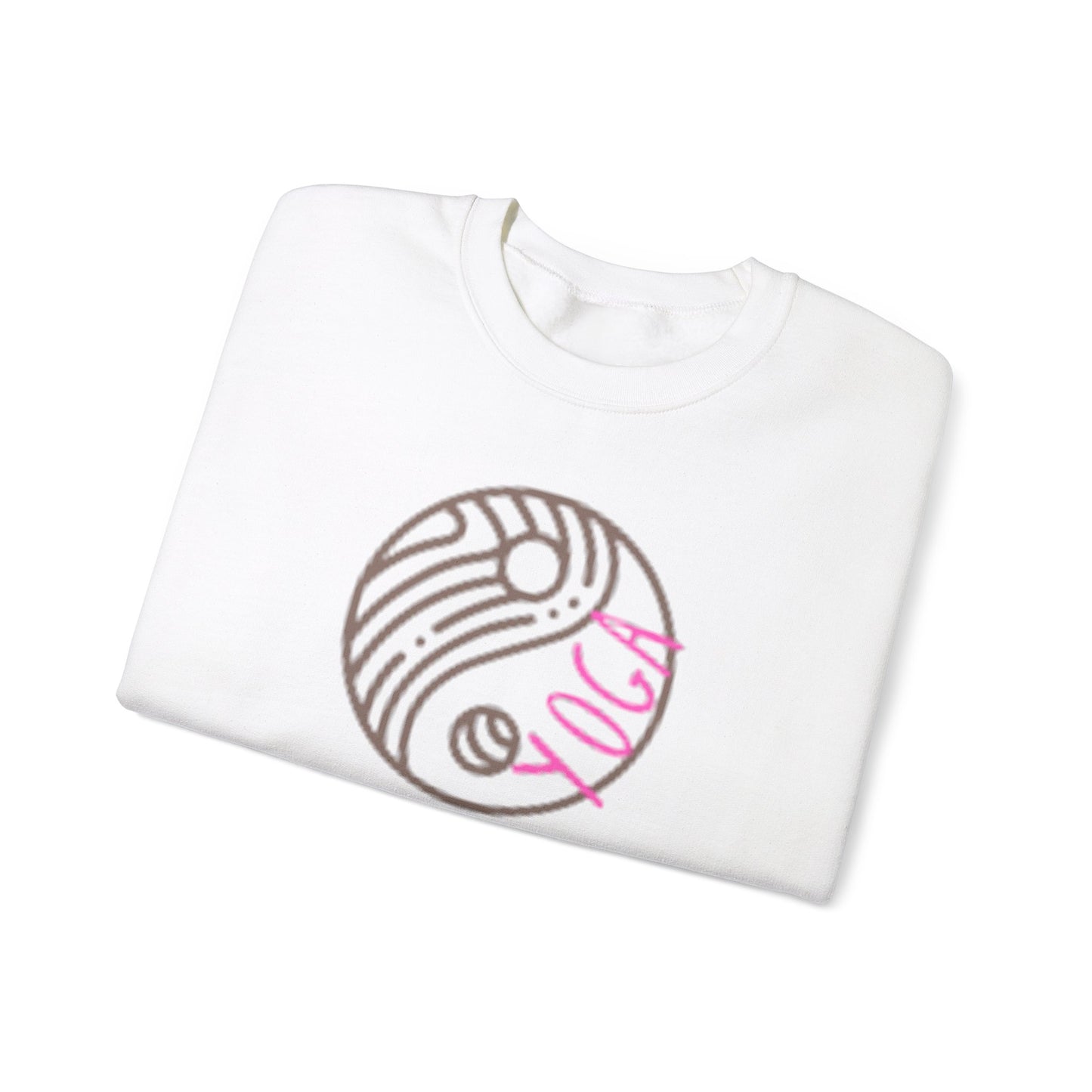 Unisex Heavy Blend™ Crewneck Sweatshirt ADULT/TEEN ACTIVEWEAR SWEATSHIRT YIN-YANG= BALANCE AND HARMONY YOGA IN PINK WRITING