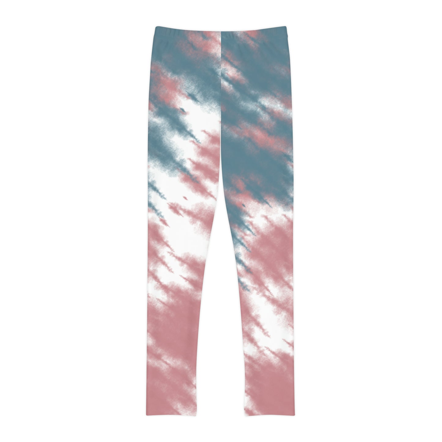 Youth Full-Length Leggings (AOP) Unisex Activewear Pink And Blue Tie Dye