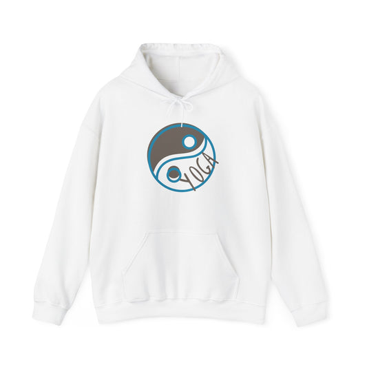 Unisex Heavy Blend™ Hooded Sweatshirt ADULT/TEEN ACTIVEWEAR YOGA IN TEAL & LIGHT BROWN YING-YANG