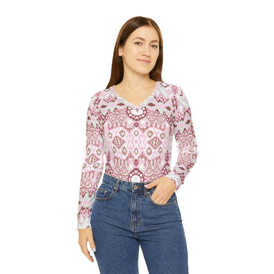 Women's Long Sleeve V-neck Shirt (AOP)