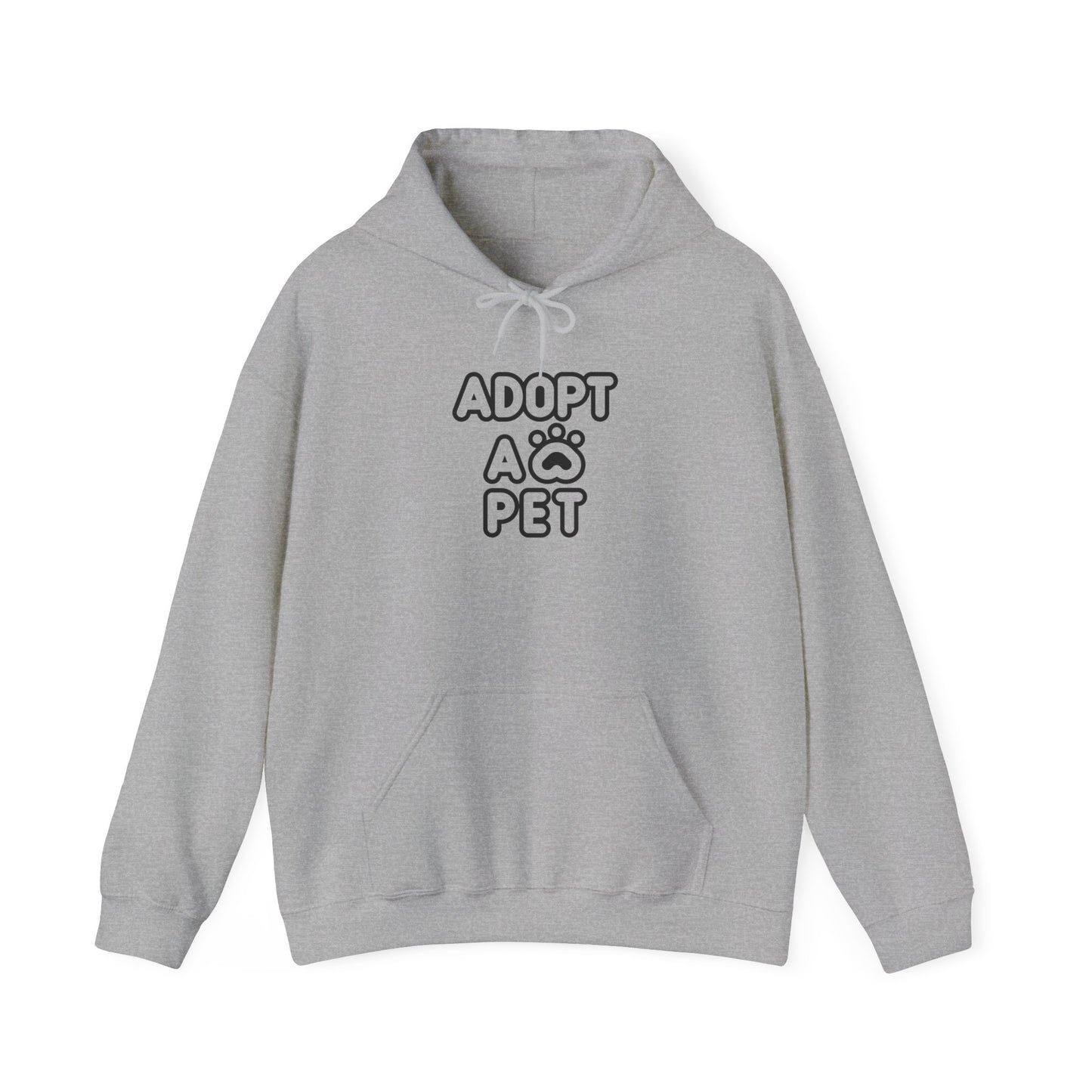 Unisex Heavy Blend™ Hooded Sweatshirt Adult/Teen Activewear Adopt A Pet On Front Black Outline Of Dog on Back