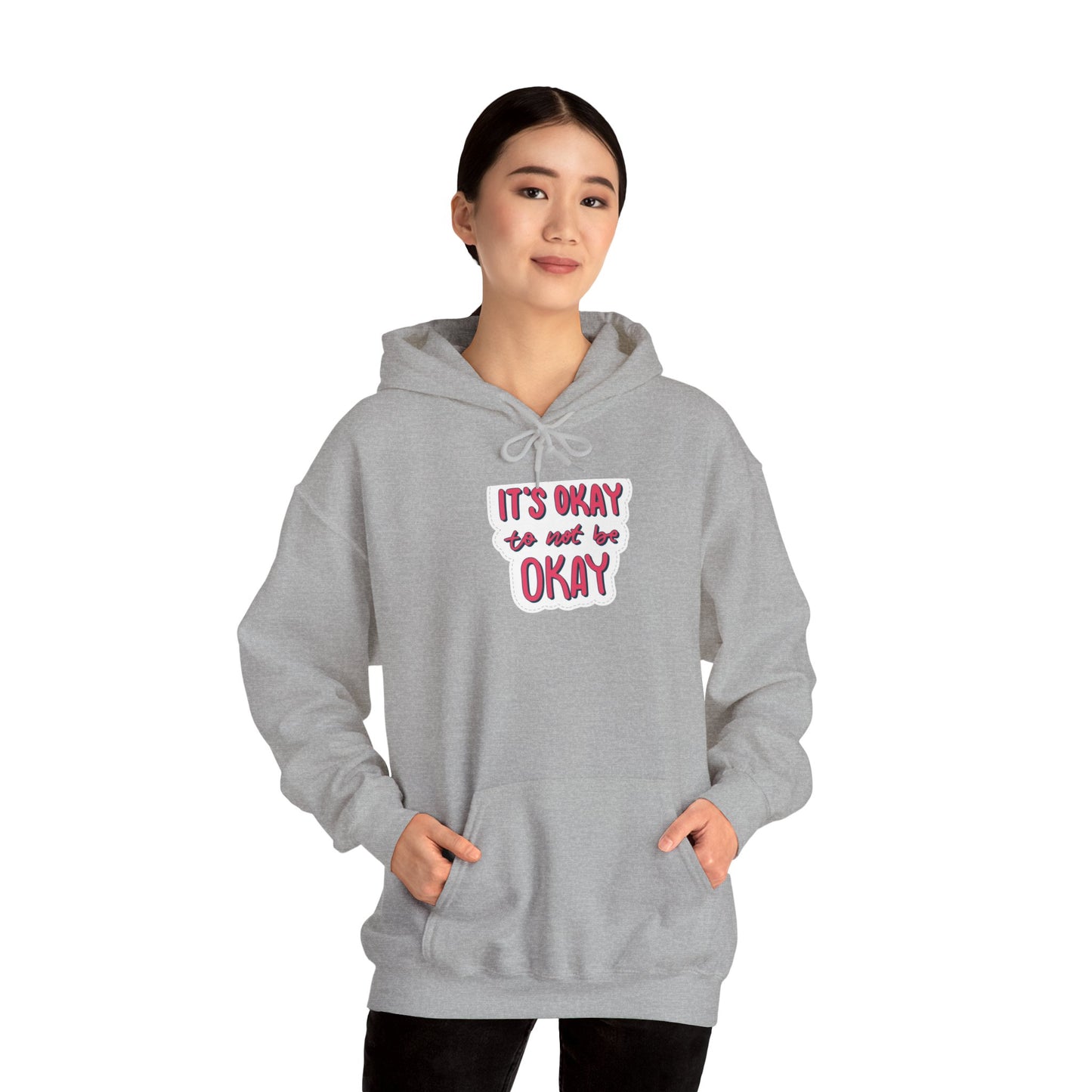 Unisex Heavy Blend™ Hooded  Adult/Teen Activewear Its OK to Be Not OK Colors Red Black Bubble Letters