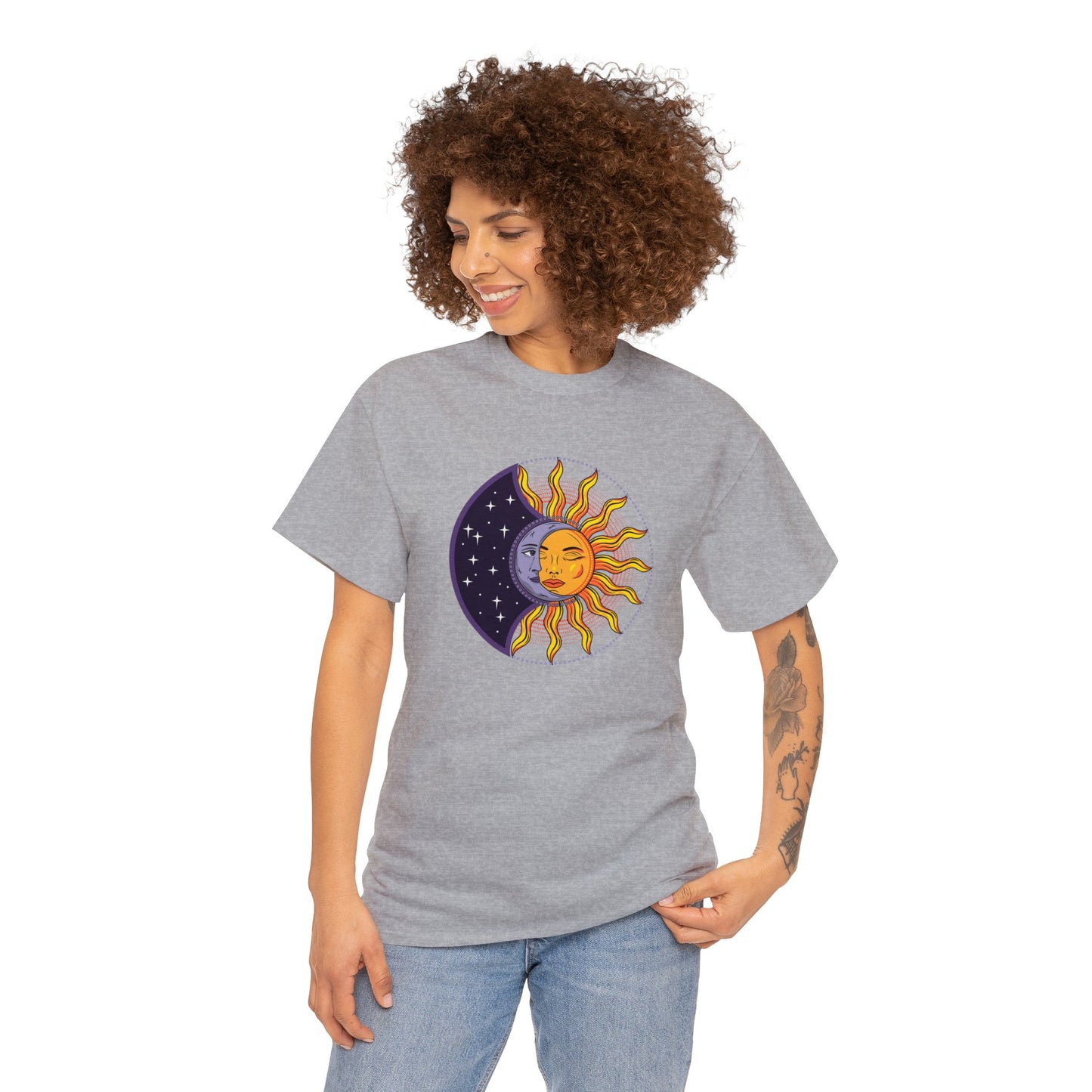 Unisex Heavy Cotton Tee Adult/Teen Activewear Sun and Moon Shirt Comes In Many Colors