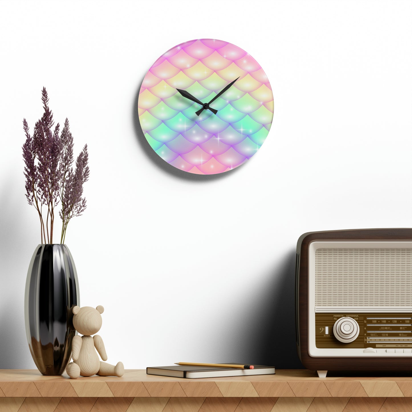 Acrylic Wall Clock Has Matching Products Sold Separate. Use Your Own Image Free Give Me a Jingle