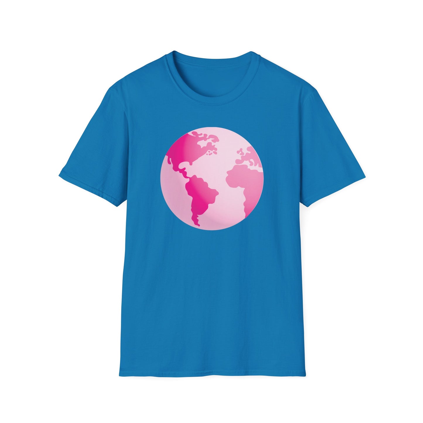 Unisex Softstyle T-Shirt Adult/Teen Activewear Pink World on Front on Back Fight Cancer in Pink with Pink Ribbon Cancer Awareness