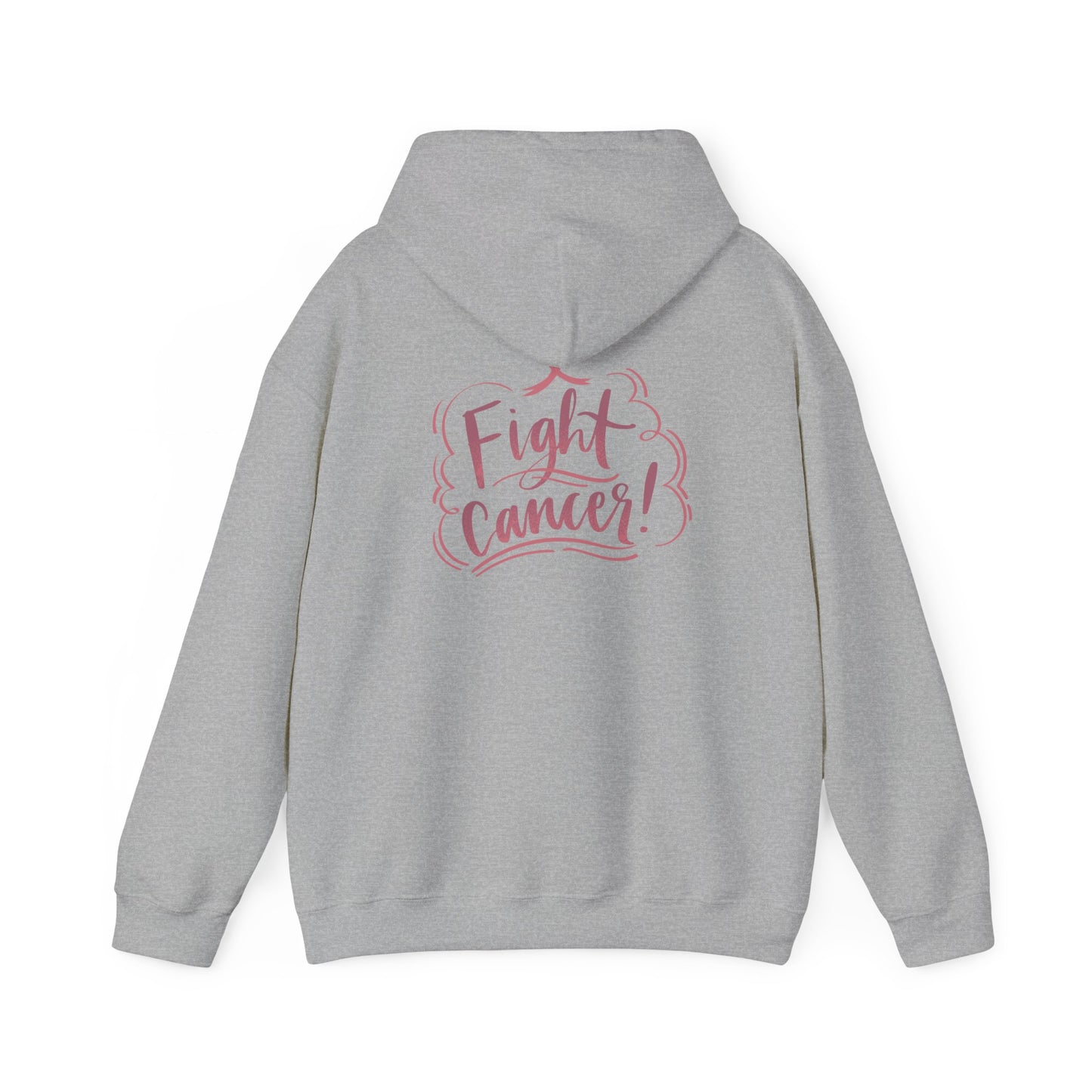 Unisex Heavy Blend™ Hooded Sweatshirt Adult/Teen Activewear on Front Pink World for Fighting Cancer and on Back Fight Cancer in Pink Writing