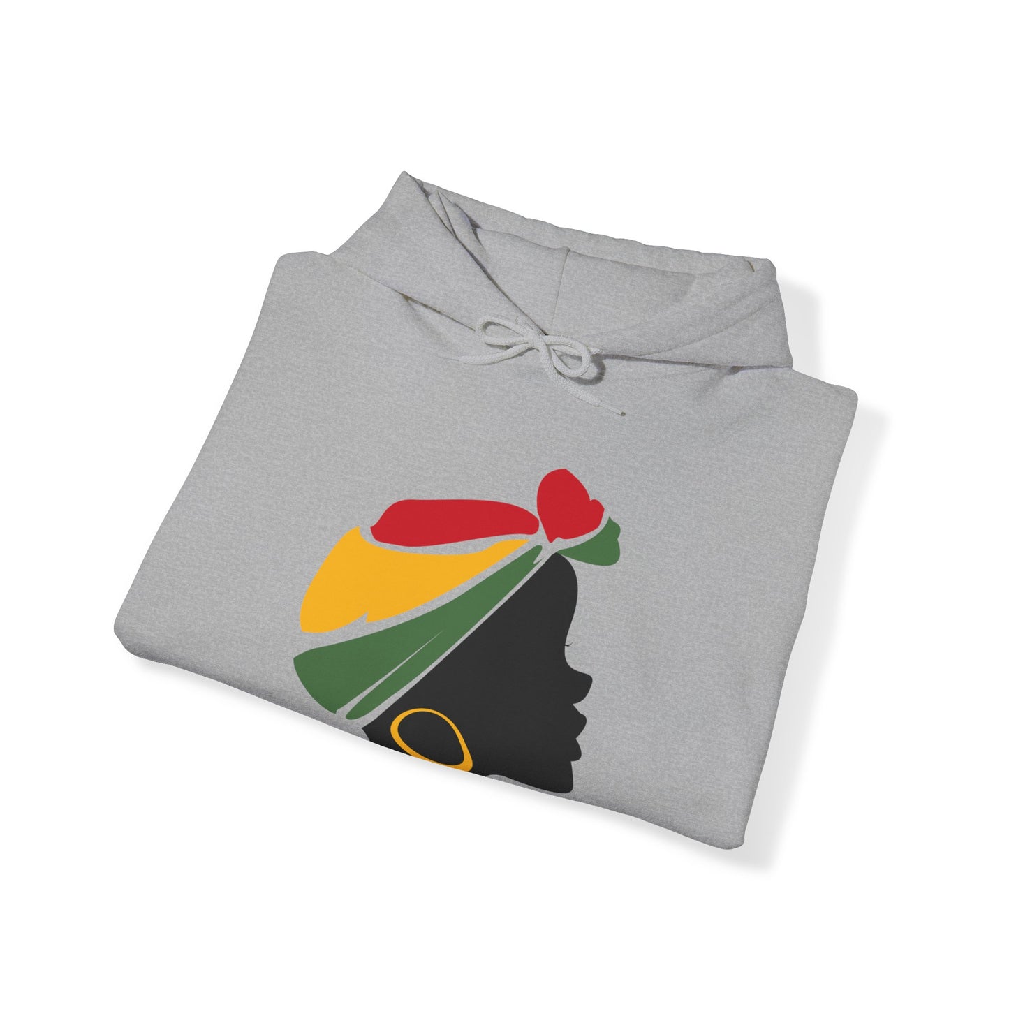 Unisex Heavy Blend™ Hooded Sweatshirt Adult/Teen Activewear African American with African Colors Red Yellow Green on Front