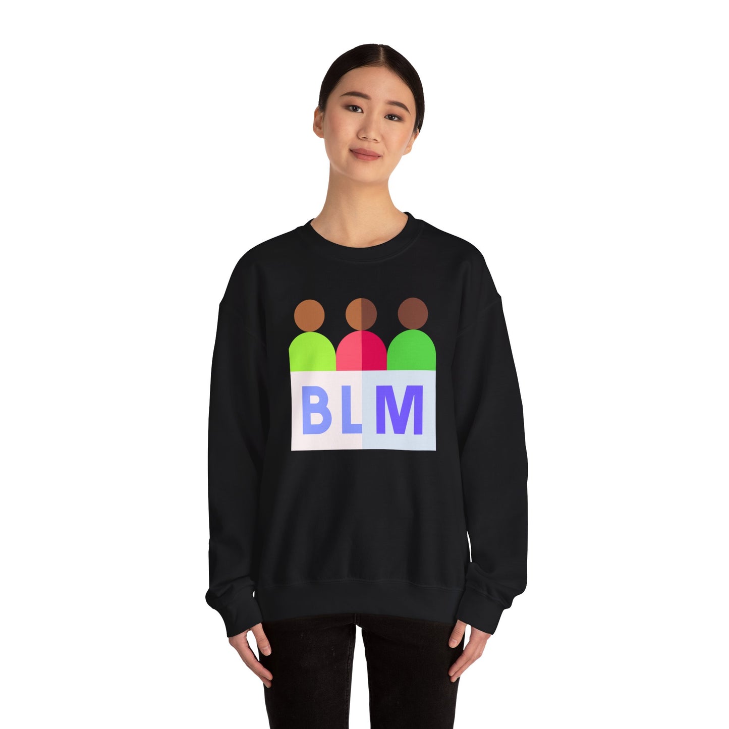 Unisex Heavy Blend™ Crewneck Sweatshirt Adult/Teen Activewear Black Lives Matter with Tan Brown Green and Purple Writing