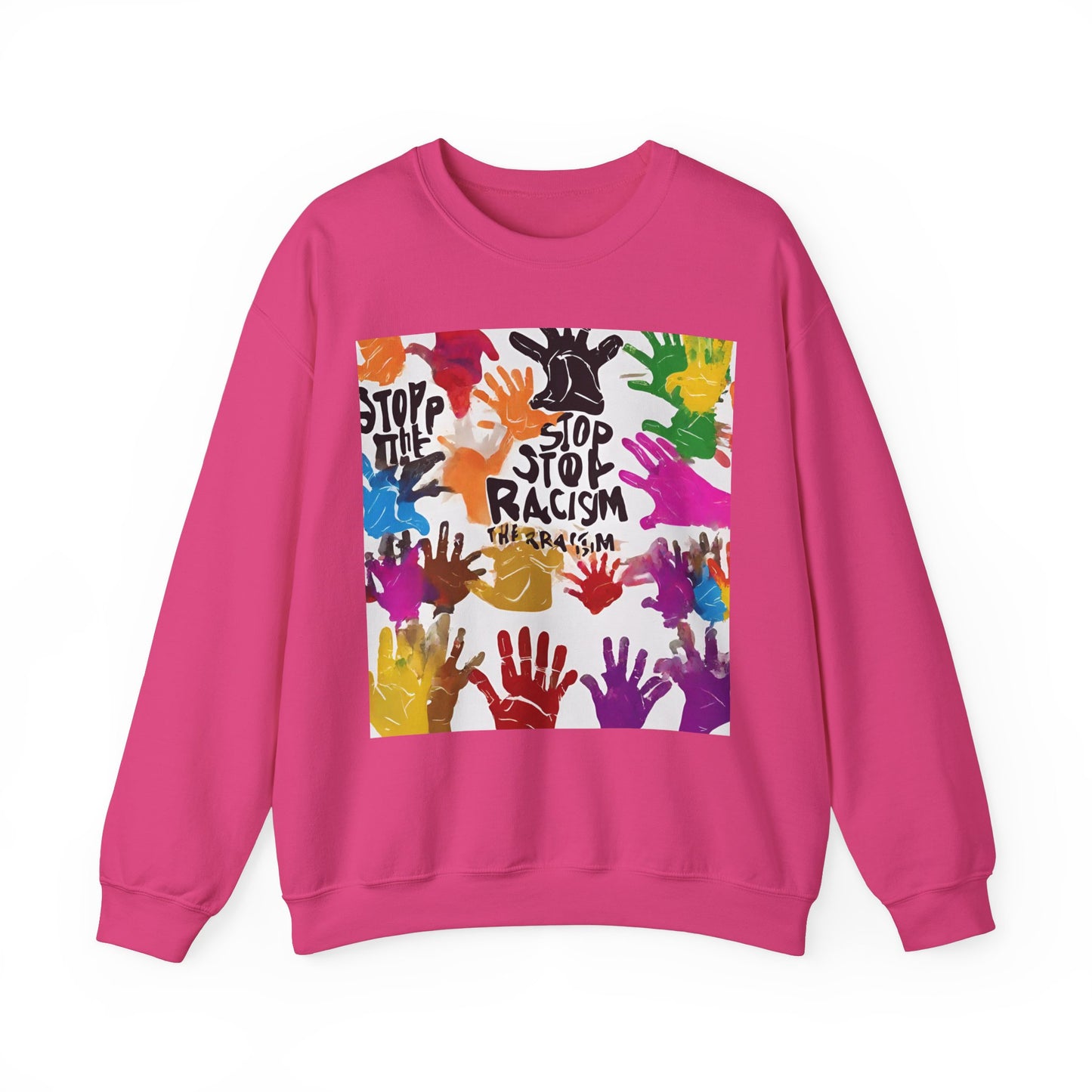 Unisex Heavy Blend™ Crewneck Sweatshirt Adult/Teen Stop Racism Awareness' Activewear Colors Red Yellow Blue Green