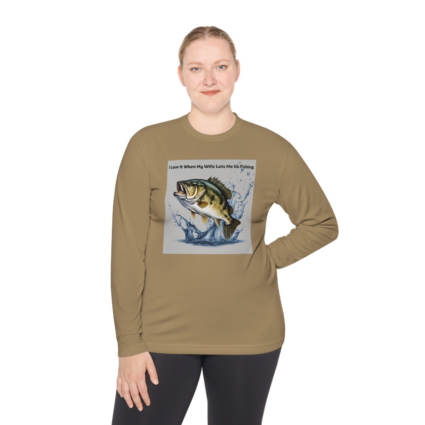 Unisex Lightweight Long Sleeve Tee Adult Activewear I Love It When My Wife Lets Me Go Fishing