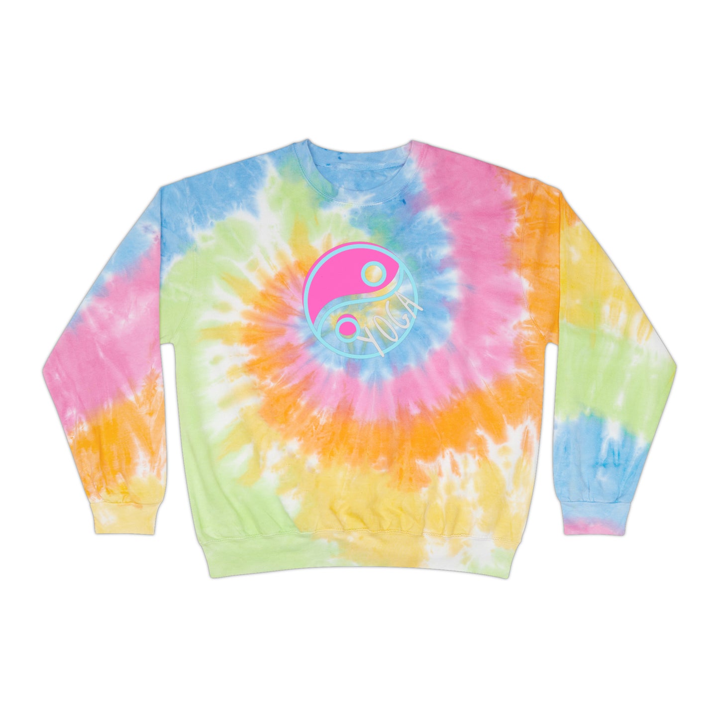 Unisex Tie-Dye Sweatshirt ADULT/TEEN ACTIVEWEAR YIN-YANG BABY-BLUE FUCHSIA LIGHT PEACH YOGA TIE-DYE