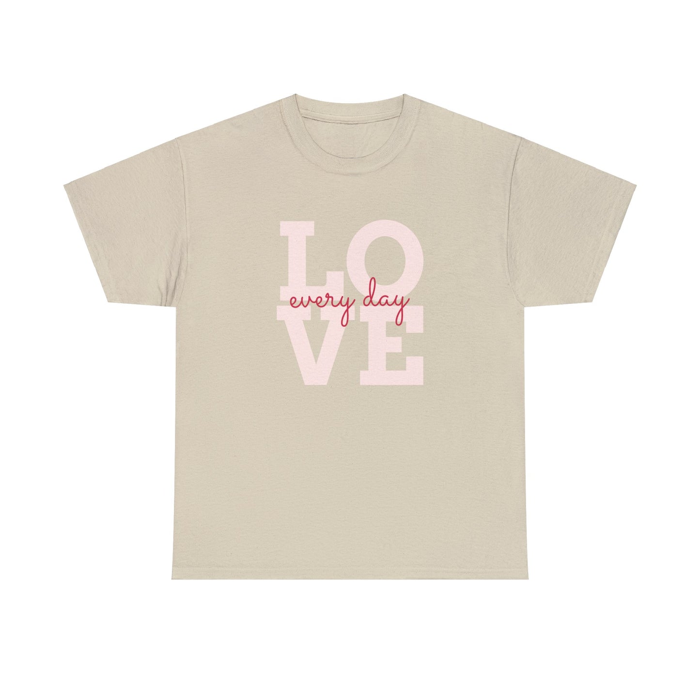 Unisex Heavy Cotton Tee Adult/Teen Activewear Love Everyday in Pink