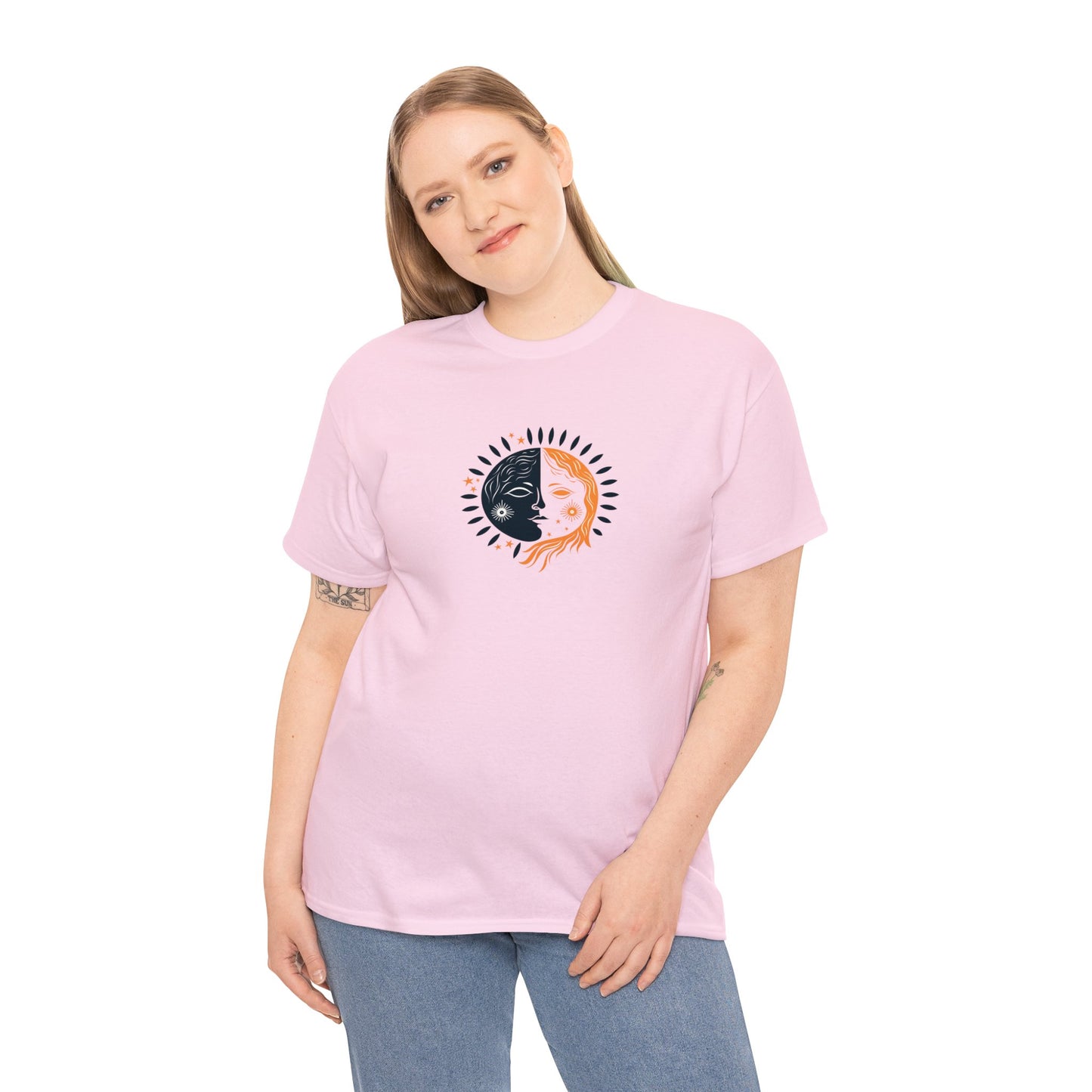 Unisex Heavy Cotton Tee Adult/Teen Activewear Sun and Moon Shirt Comes In Various Colors