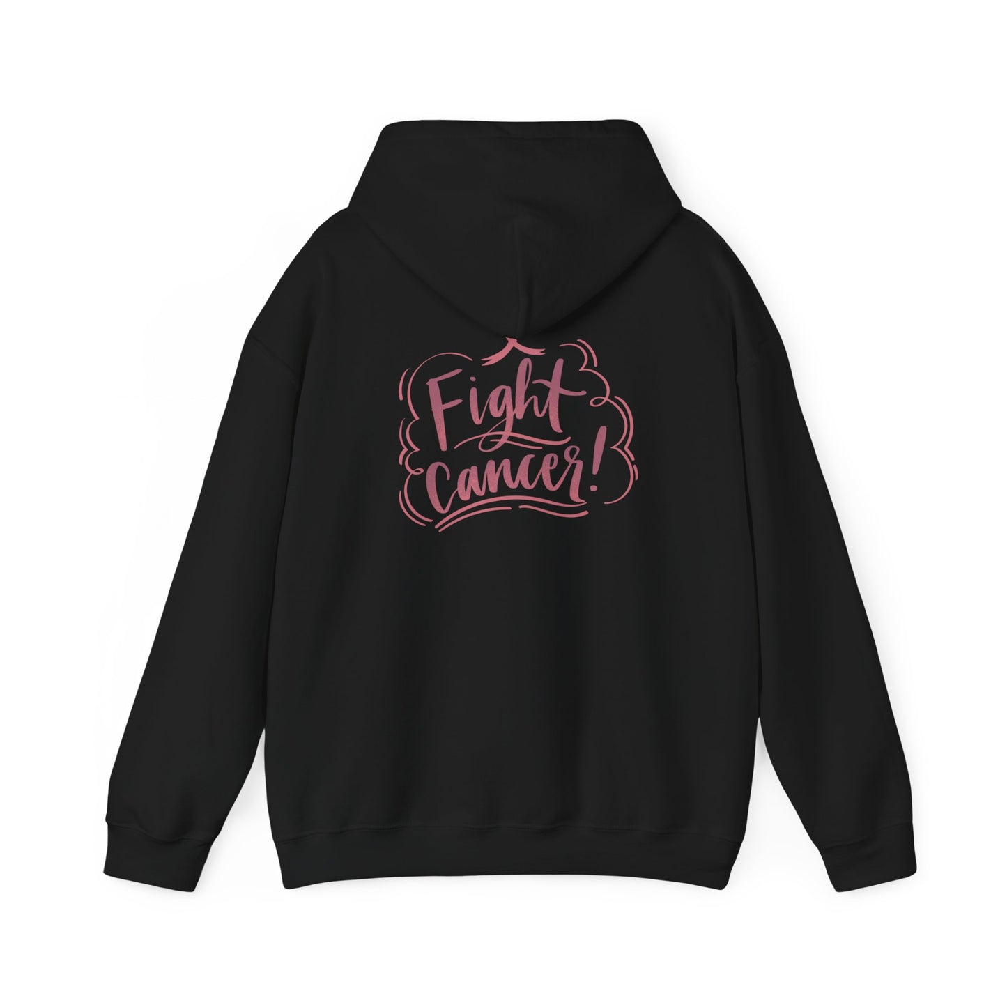 Unisex Heavy Blend™ Hooded Sweatshirt Adult/Teen Activewear on Front Pink World for Fighting Cancer and on Back Fight Cancer in Pink Writing