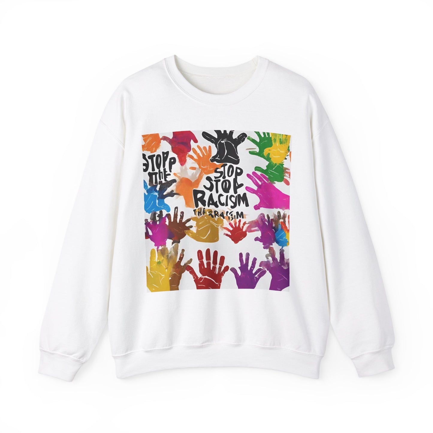 Unisex Heavy Blend™ Crewneck Sweatshirt Adult/Teen Stop Racism Awareness' Activewear Colors Red Yellow Blue Green