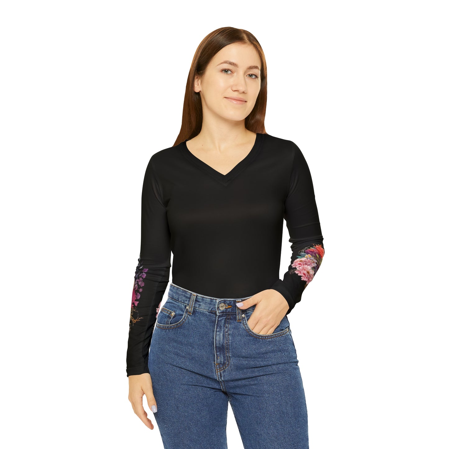 Women's Long Sleeve V-neck Shirt (AOP)