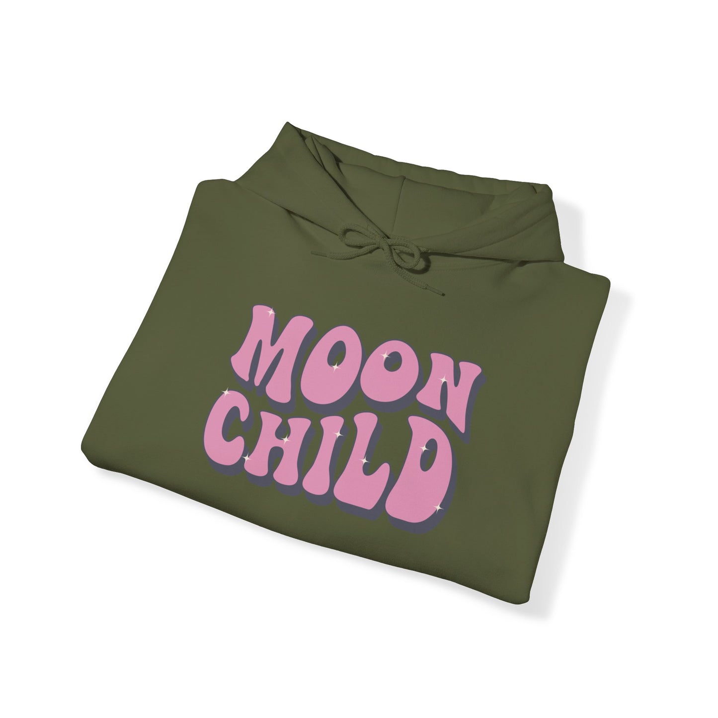 Unisex Heavy Blend™ Hooded Sweatshirt Adult/Teen Activewear Moon Child in Pink Writing Positive Vibes